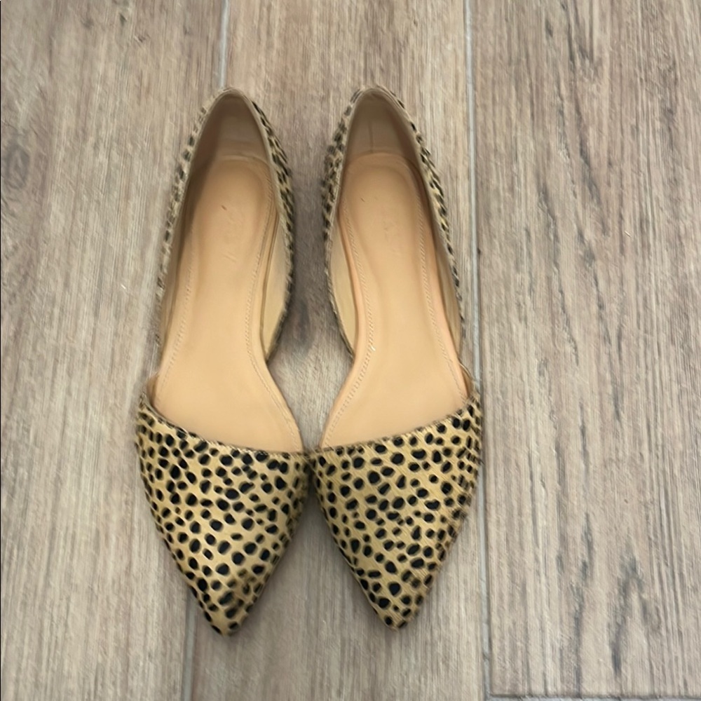J. Crew Factory Brown Flats with Luxe Texture